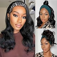 Headband Wig Human Hair Wig Body Wave Glueless Wigs Human Hair Headband Wigs for Black Women Wear and Go Glueless Wig 100% Brazilian Virgin Wigs Human Hair 150% Density（18 inch）