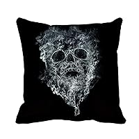 Throw Pillow Cover Smoke Smoking Kills on Skull Face Black Skeleton Fire 18x18 Inches Pillowcase Home Decorative Square Pillow Case Cushion Cover