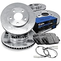 R1 Concepts Front Rear Brake Rotors with Semi Metallic Pads and Hardware Kit Compatible For 2014-2019 Mercedes-Benz CLA250