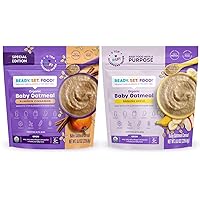 Ready, Set, Food! Organic Baby Oatmeal Cereal | Pumpkin Cinnamon & Banana Apple (2 Pack) – 15 Servings Each | Baby Food with 9 Top Allergens
