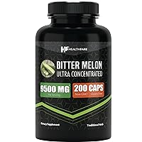 Organic Bitter Melon Extract 9500mg | 200 Capsules | Ultra Concentrated | Digestive Health Support | Extra Strength | HealthFare