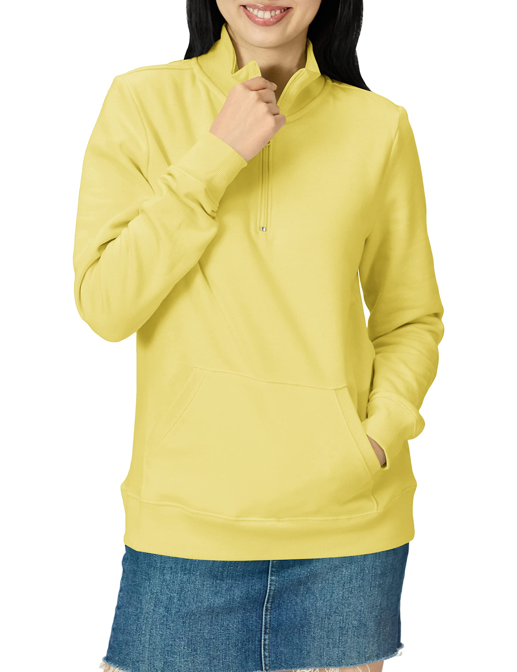 Amazon Essentials Women's Long-Sleeve Lightweight French Terry Fleece Quarter-Zip Top (Available in Plus Size)