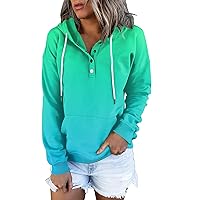 Btbdydh Fall Winter Outfits Fall Tops for Women Gradient Print Pullover Hoodies Long Sleeve with Pockets Tops Button Down Collar Sweatshirts