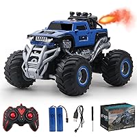 Monster Truck, 1:16 Scale All Terrain Off Road Large Remote Control Car with 2 Rechargeable Batteries for 80 Mins Play, Spray Remote Monster Trucks for Boys 4-7 8-12 and Girls or Adults