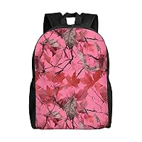 Pink leaves Camo Backpack For Women Men Travel Laptop Backpack Rucksack Casual Daypack Lightweight Travel Bag