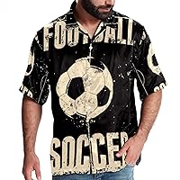 Vintage Grunge Football Soccer Court Men Casual Button Down Shirts Short Sleeve