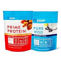 Equip Foods Prime Protein Powder Salted Caramel & Purewod Natural Pre-Workout Energy Powder