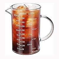 500ML Glass Measuring Cup With Handle, High Borosilicate Glass Three Scales V-Shaped Spout Clear Measuring Cup (OZ, Cup, ML/CC) Easy To Read Kitchen Tools