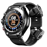 Smart Watch with Wirel ly Earbuds 2 in 1 Activi Br let BT Earphones MP3 Music Call Fitn Heart Rate Sleep Monitor Compatible with iOS Android Phones