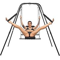 MASTER SERIES Adjustable Swing with Stand for Men, Women & Couples. Adjustable Height and Angle Sex Swing. Comfortably Padded and Strong Steel Frame. Easy to Assemble. 1 Piece, Black.