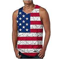 Mens American Flag Muscle Sleeveless T-Shirts 4th of July Patriotic Workout Tank Tops Print Beach Athletic Undershirt