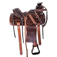 Pony & Adult Wade Tree A Fork Premium Western Leather Roping Ranch Work Equestrian Horse Saddles Get Matching Headstall Breastplate Reins Size: 10