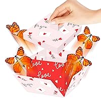FETTIPOP DIY Butterfly Explosion Gift Box (Love) DIY 7.1x5.5x4.3 inches, Romantic Surprise Flying Butterfly Box Prank