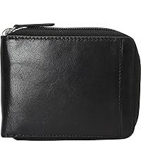 Mancini Men's Zippered Leather Wallet w/Removable Passcase (RFID Secure)