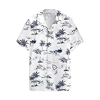 Mens Summer Hawaiian Shirts Trendy Graphic Button Down Short Sleeve Funny Caribbean Tropical Beach Mexico Casual Golf