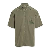 Bamboo Cay Mens Short Sleeve Martini Olivas Casual Embroidered Woven Shirt