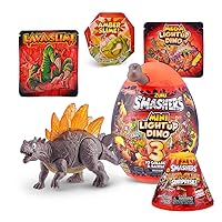Smashers Combo Pack Mini Light-Up Dino Stegosaurus by ZURU with Lava Slime Surprise Series 4 - Amazon Exclusive Dinosaur Toy for Boys and Kids
