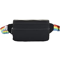Fashionable Small Fanny Packs for Women Crossbody Hands-free Cute Girls Daily Waist Bags for Festival Hawaii Disney Vacations (Cuboid, Black)