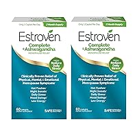 Estroven Complete + Ashwagandha Multi-Symptom Menopause Supplement for Women - Clinically Proven Ingredients Provide Menopause Relief & Night Sweats + Hot Flash Relief* - 4 Month Supply (Pack of 2)