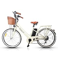 NAKTO Electric Bike, Electric Bike for Adults 26'' E-Bikes with 350W Motor, 20MPH City Bike with Front v Brake, 36V 12AH Removable Battery, 6 Speed Gears Bicycle