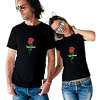 Best Friends Red Rose Couple_011449_2 Couple Matching Shirts T-Shirts Tshirt