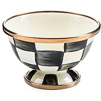 MACKENZIE-CHILDS Enamel Little Sugar Bowl, Small Open Serving Bowl for Sugar Cubes, 4 Ounces, Black-and-White Courtly Check