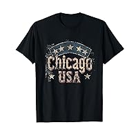 Chicago - USA Fourth 4th of July Retro American Flag Vintage T-Shirt