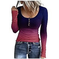 Sweatshirt, Women Tops Button U Neck Floral Printed Sweatshirt Long Sleeve Pullover Top