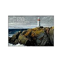 Dining Room Mat for Under Table The Name of The Lord is A Strong Tower Lighthouse Dining Placemats 12x18 Inch Oxford Fabric Under Plates Mats for Kitchen Dining Table Home Fall Seasonal