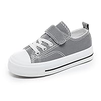 Toddler Boys and Girls Sneakers Low Top Adjustable Strap Canvas Shoes for Kids