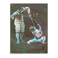 Fencing Sports Wall Art Athlete Poster Fencing Enthusiast Wall Art Boy Room Poster Canvas Art Poster and Wall Art Picture Print Modern Family Bedroom Decor 12x16inch(30x40cm) Unframe-Style