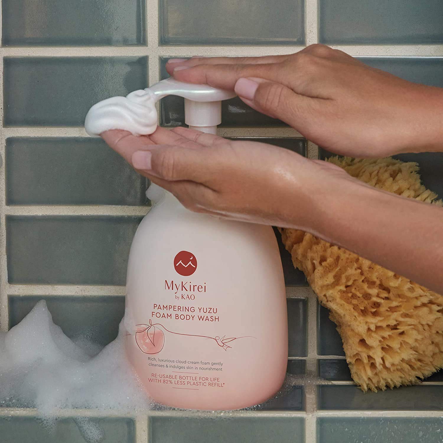 MyKirei By KAO Japanese Pampering Yuzu Foam Body Wash Refill, Citrus 16.3 Fl Oz