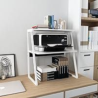 PUNCIA Desktop Printer Stand 3-Tier Large Size High Capacity Storage Shelves Multi-Purpose Desk Office Organization and Storage for Printer Fax Book Heavy Duty Rack for Home Office Supplies(White)