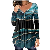 Blouses & Button-Down Shirts Trendy Plus Size Sexy V Neck Button Down Dressy Casual Tunic Smocked Flowy Boho Tops