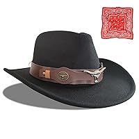 Cowboy Hats for Women Wen Classic Felt Cowgirl Hat with Bandana Suitable for Size 6 8/7-7 1/4
