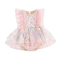 Newborn Baby Girl Romper Dress Floral Embroidery Mesh Tutu Dress Sleeveless Jumpsuits Princess Summer Clothes