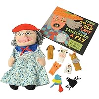 Constructive Playthings There was an Old Lady Who Swallowed a Fly Finger Puppet and Props with Book, Visual Learning Toy, Sensory Play, Interactive Storytelling,Use with Puppet Theater, 3 Years Plus