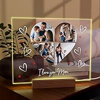 EGD Personalized Acrylic Plaque for Mother's Day | Unique Customized Mothers Day Gifts for Mom | Personalized Your Heart Collage for You Wife Gifts | With Optional LED Lights