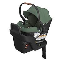UPPAbaby Aria Lightweight Infant Car Seat/Just Under 6 lbs for Easy Portability/Base with Load Leg + Infant Insert Included/Direct Stroller Attachment/Gwen (Green/Saddle Leather)