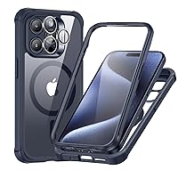 ESR for iPhone 15 Pro Max Case Set, 1 Set Individual Lens Protectors, Compatible with MagSafe Phone Case, Full-Coverage Military-Grade Protection, Scratch Resistant, Armor Series,Clear Dark Blue