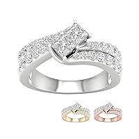 IGI Certified 14k Gold 1 1/2ct TDW Princess Shape Diamond Two Stone Engagement Ring(I-J, I2)