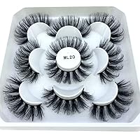 HBZGTLAD 5 Pairs 25 mm 3d Mink Lashes Bulk Faux with Custom Box Wispy Natural Mink Lashes Pack Short Wholesales Natural False Eyelashes (ML-20)