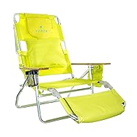 Ostrich Deluxe 3 in 1 Beach Chair with Face Opening - Portable, Reclining Lounger for Tanning - Face Hole for Reading on Stomach - Padded Footrest, Removable Pillow - Aluminum (Green)