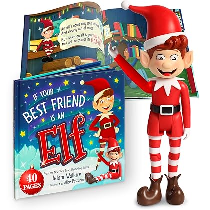 Read & Feel Elf Boy Christmas Elf Toy with Elves Book for Children, If Your Best Friend is an Elf, Hardcover elf Doll Included Christmas Books for Kids 40 Pages by Adam Wallace, 10 inch Elfs