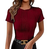 Women's Summer Tops 2024, for Women Going Out Sexy Slim Short Sleeve T-Shirt Casual Spring, S XXL