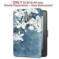 Young me martShell Case for 2018 All-New Kindle Paperwhite with Hand Strap - The Thinnest and Lightest Leather Cover Auto Sleep/Wake for Kindle Paperwhite 10th Generation (Kapok)