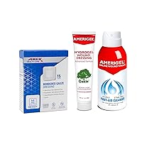 AMERIGEL Total First Aid Bundle - Small - Hydrogel Wound Dressing (1 oz.) - Saline Wound Wash First Aid Cleansing Solution (4 Fl. oz.) - Bordered Gauze Adhesive Bandages (15 Pads)