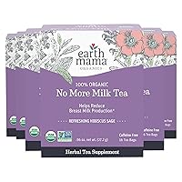 No More Milk Tea | Organic Herbal Tea Bags to Reduce Breast Milk Production, Stop Breastfeeding, & Wean Lactation Naturally, Postpartum Essentials, Hibiscus & Sage Decaf Tea (16-Count, 6PK)