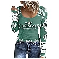 Merry Christmas Women Button Up Henley Shirts Casual Ribbed Long Sleeve T-Shirt Classic Slim Fit Festival Clothes