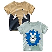 Toddler Boy' Shirts 2 Packs Dinosaur Short Sleeve Tops T-Shirt Size for 3-6 Years